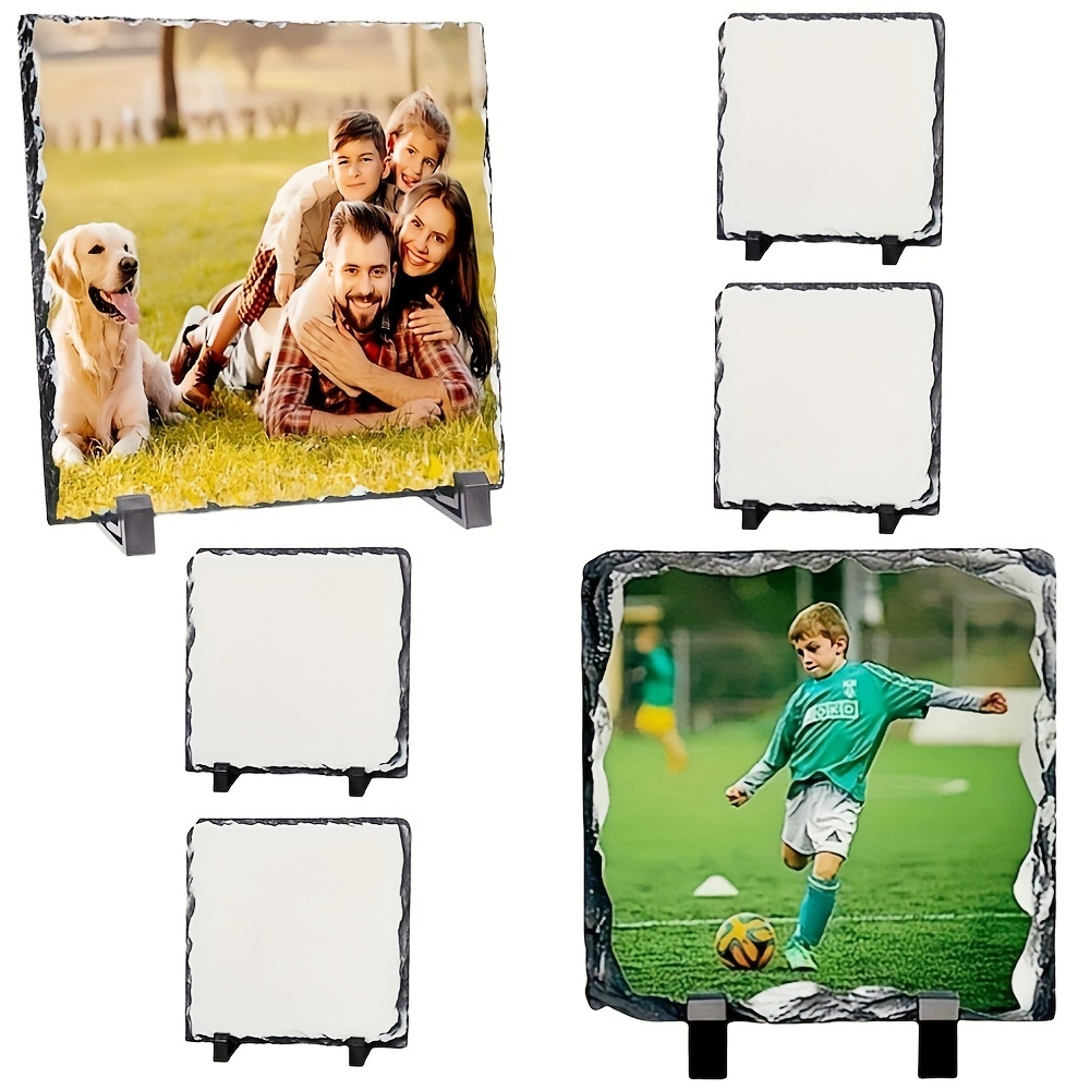  PYD Life 12 Pack Sublimation Photo Slates Heart Shape Rock  Blanks 5.3 x 5.3 Inch Bulk Square Stone Frame White with Display Holder for  Heat Press Transfer Printing : Arts, Crafts & Sewing