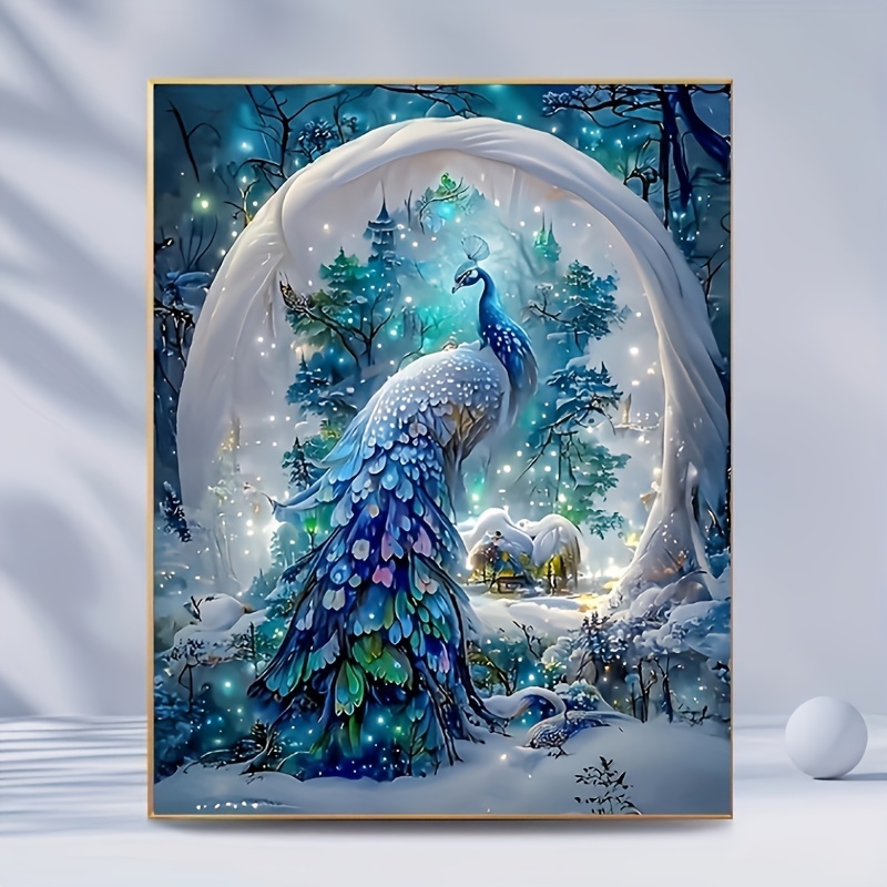 5D Mosaic Round Diamond DIY Painting, Peacock Theme 11.81x15.75inch Full  Diamond Design 3D For Beginners And Adults, Decorate Indoor Spaces Bright An