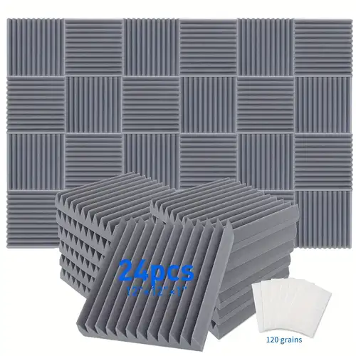 Sound Proof Acoustic Foam Panels: Soundproof Absorbing Foam 12pcs with  Double Side Adhesive Sticker - Studio Noise Blocker Foam Wall Panels 1 X 12  X