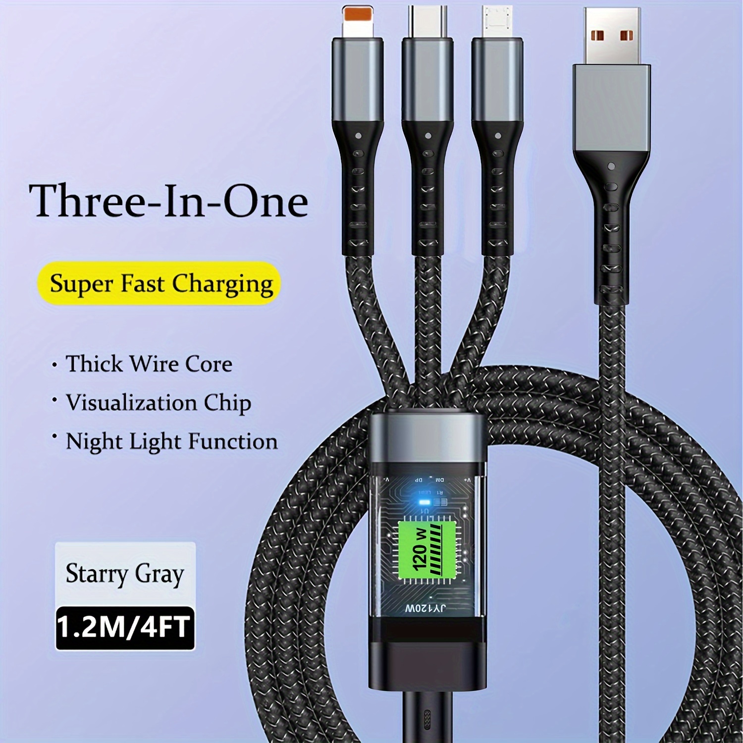 Câble chargeur magnétique 3 en 1 iPhone Samsung