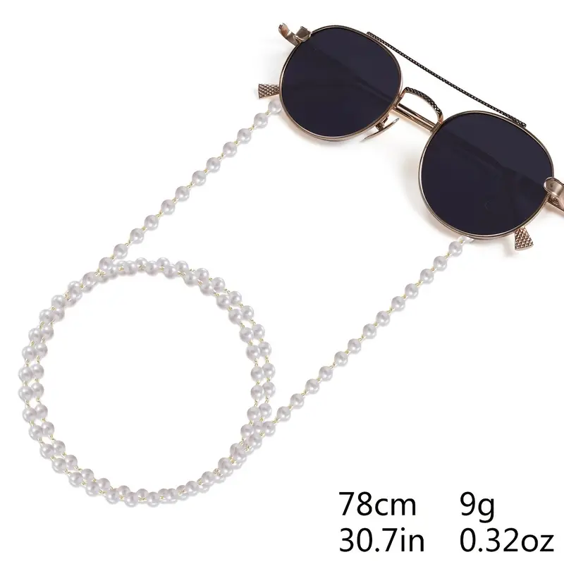 Metal Faux Pearl Eyeglass Sunglasses Chain Strap Eye - Temu