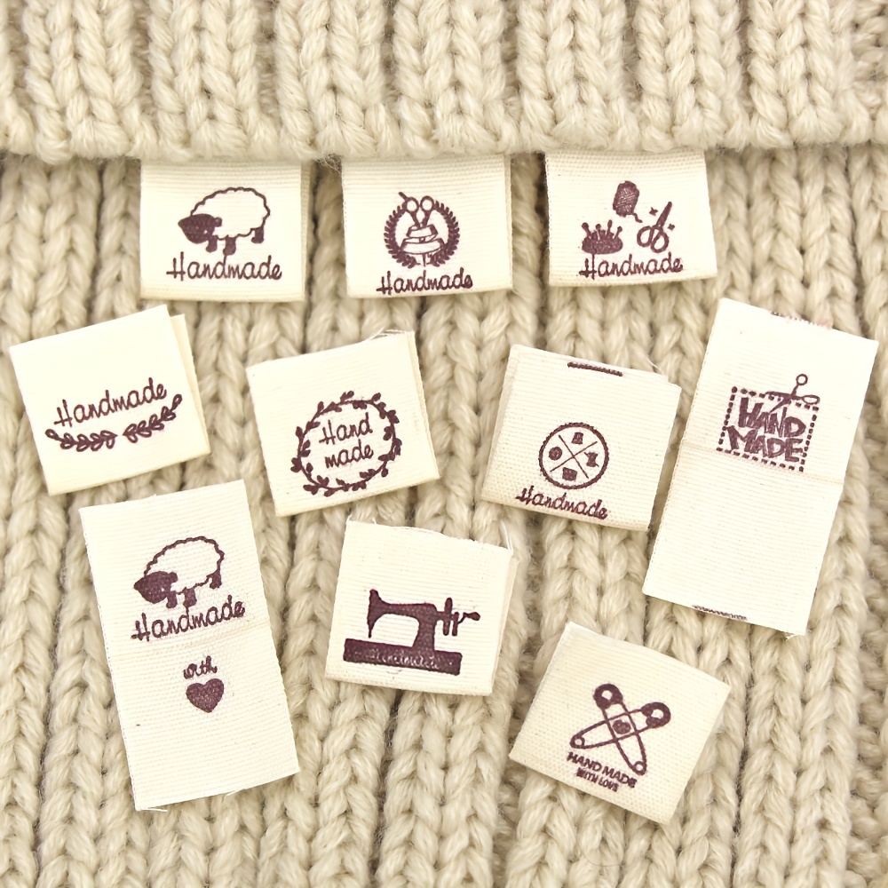 Knitting Clothing Sew on Branding Labels, Crochet Beanie, Handmade Item Tags,  Knitting Suede Tags, Personalized Tie on Labels, Custom Tags 