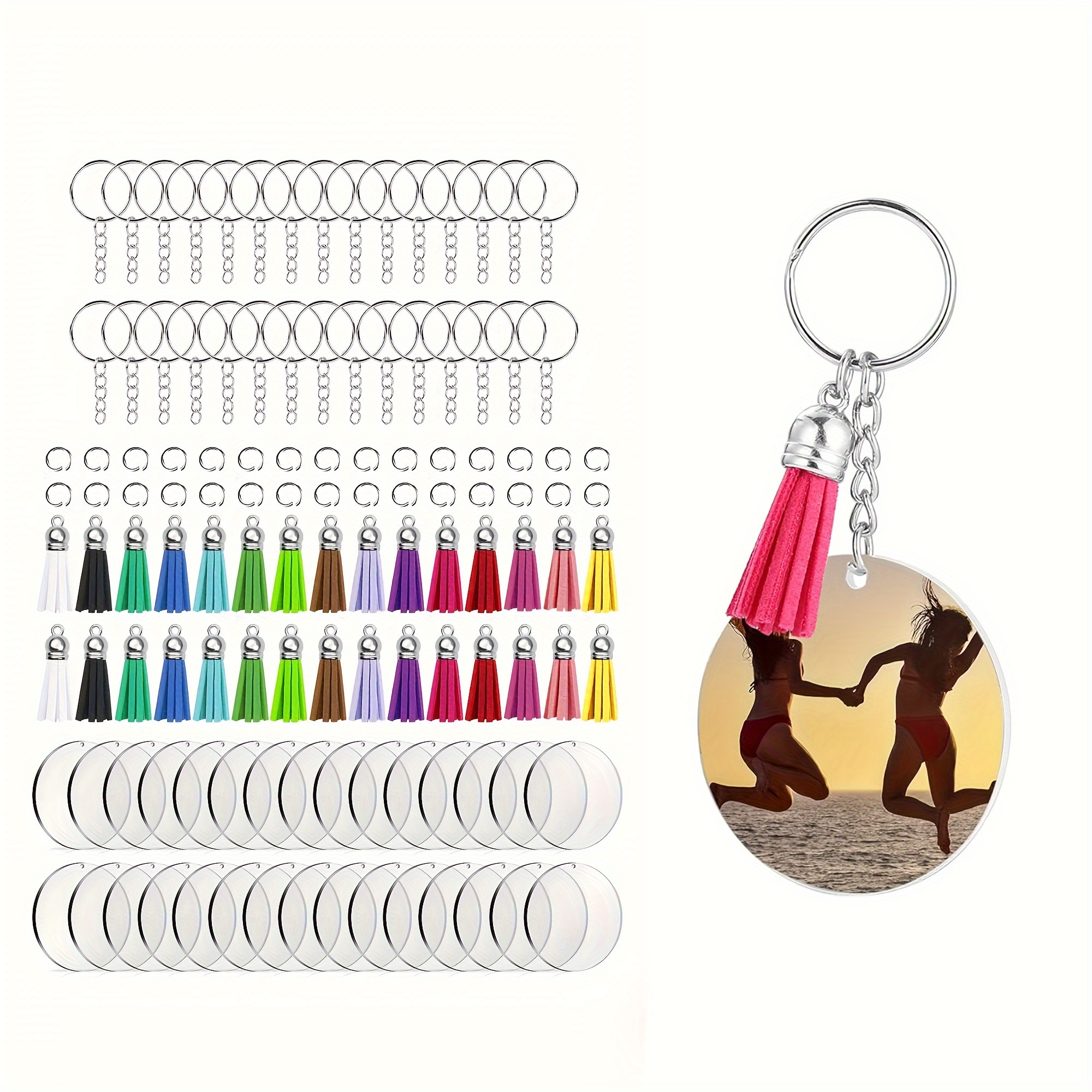 Clear Acrylic Blank Acrylic Keychains With Tassels Charms Set Of 40 For  Vinyl Key Crafts And DIY Ornament From Rainbowwo, $8.46