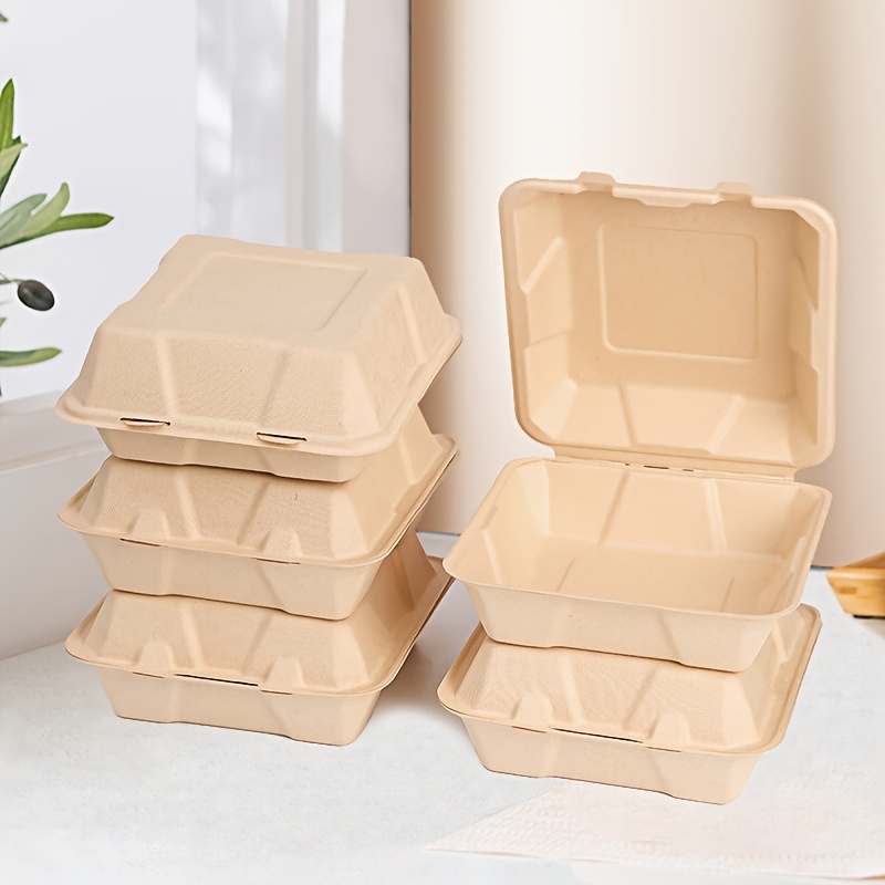 100% Compostable Bagasse To-Go Containers with Lids