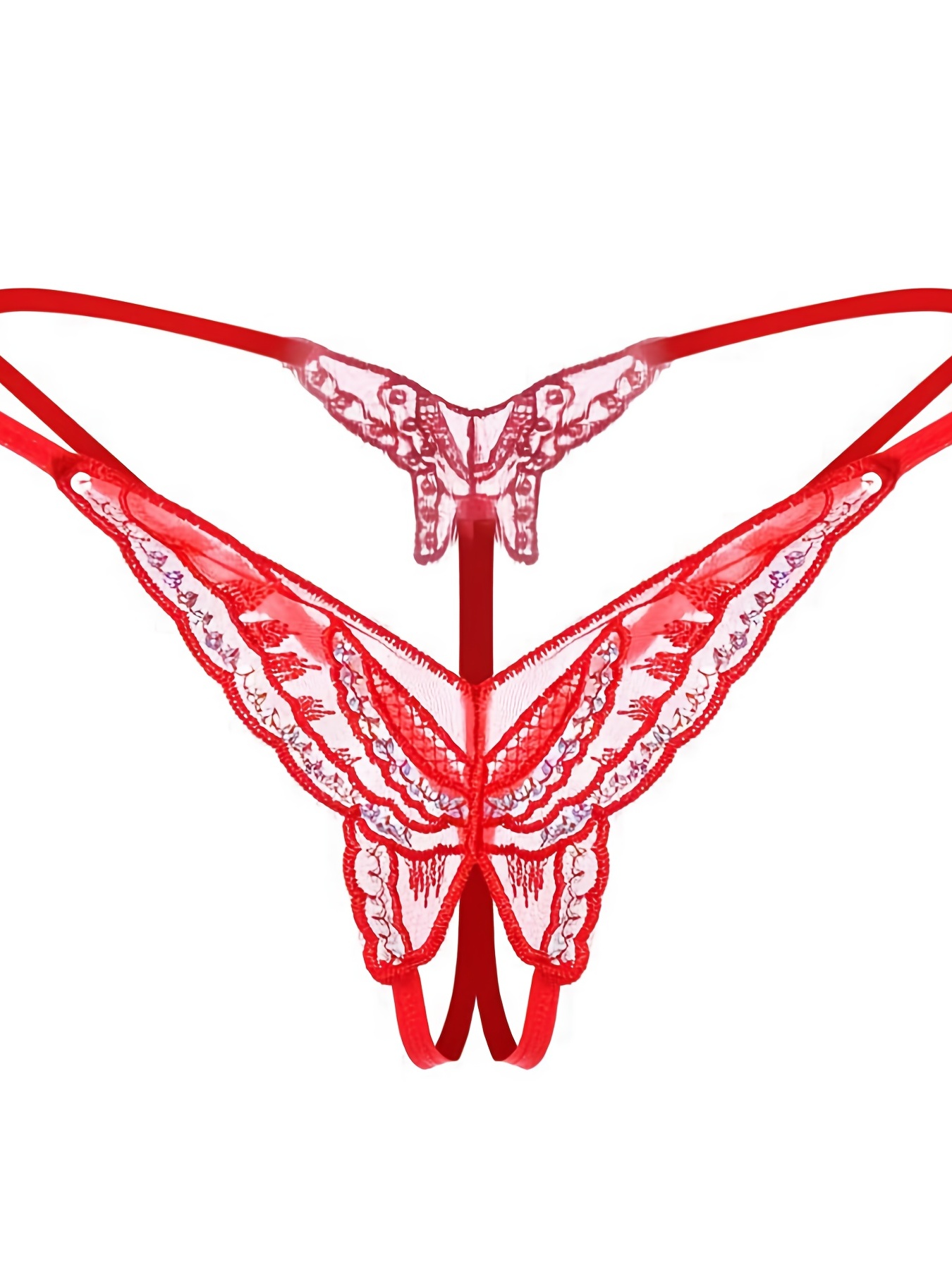 Sexy Sequin Embroidery Open Crotch Butterfly Shape Thong - Temu Canada