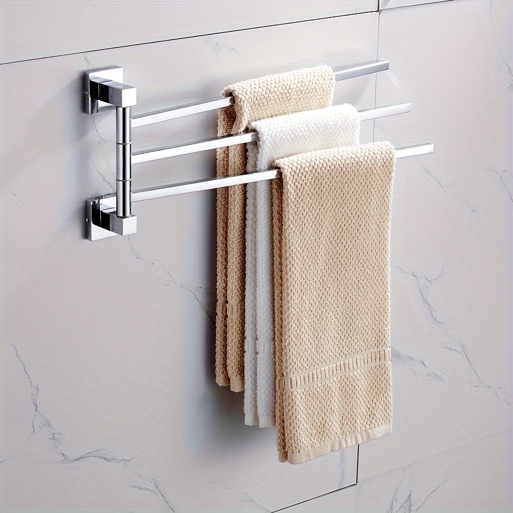 Wall Mounted Swing Towel Bar Stainless Steel Bath Towel Rod Arm, Bathroom/kitchen  Swivel Towel Rack Hanger Holder Organizer