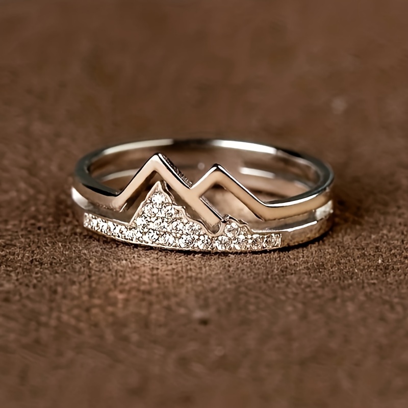 Mountain Themed Zirconia Ring, Versatile Gift for Daughters, Mothers, Friends