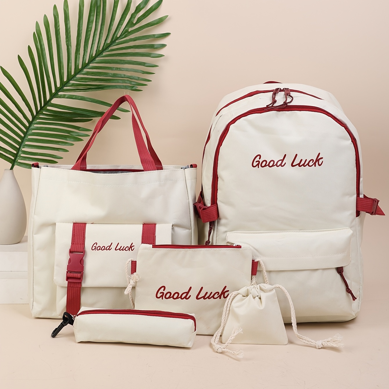 5pcs set Letter Backpack Canvas Bags For Women Men
