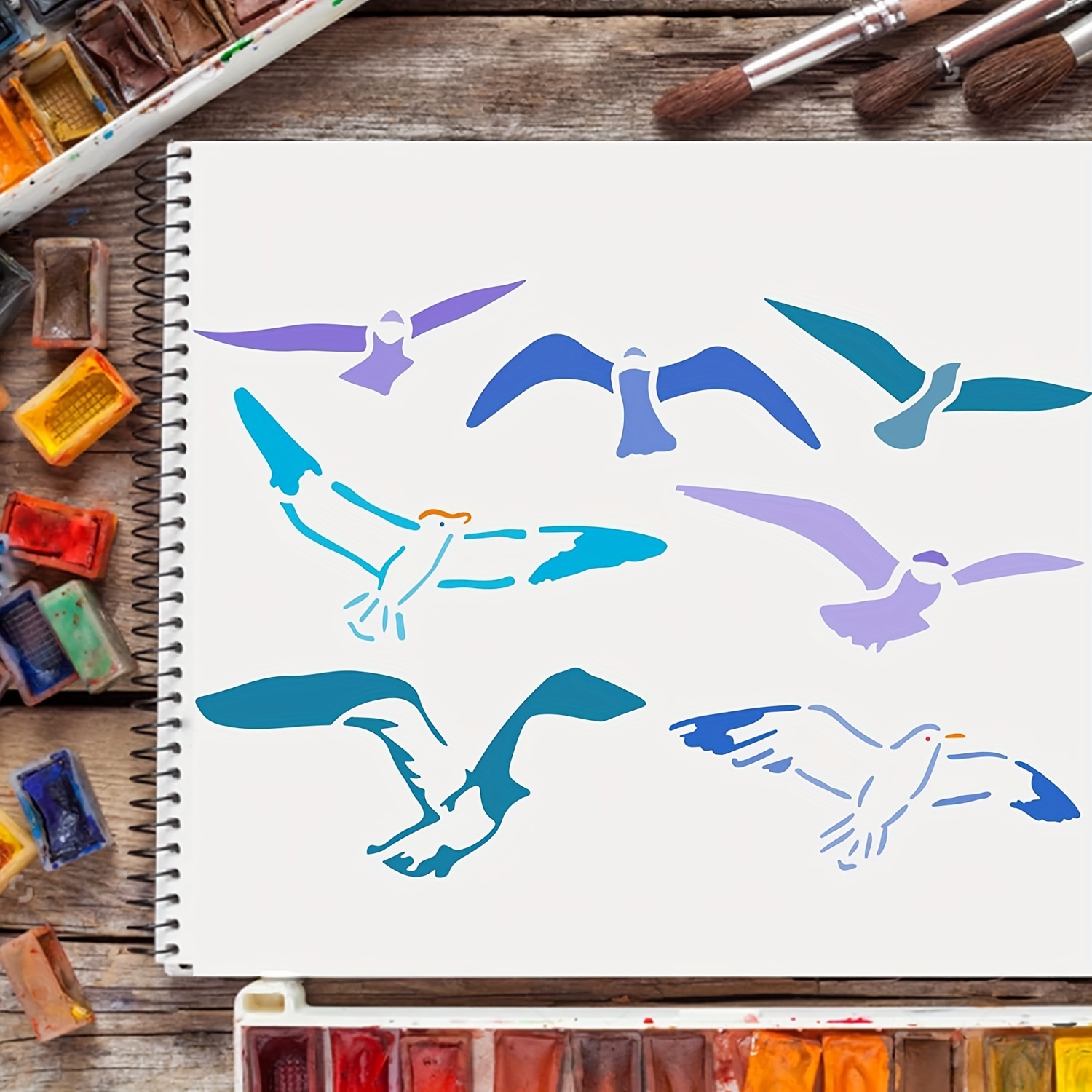 Pochoirs Peinture Mer ONEBO - 20 Modèles Animaux Marins Réutilisables - DIY Déco Maison, Toile, Meuble