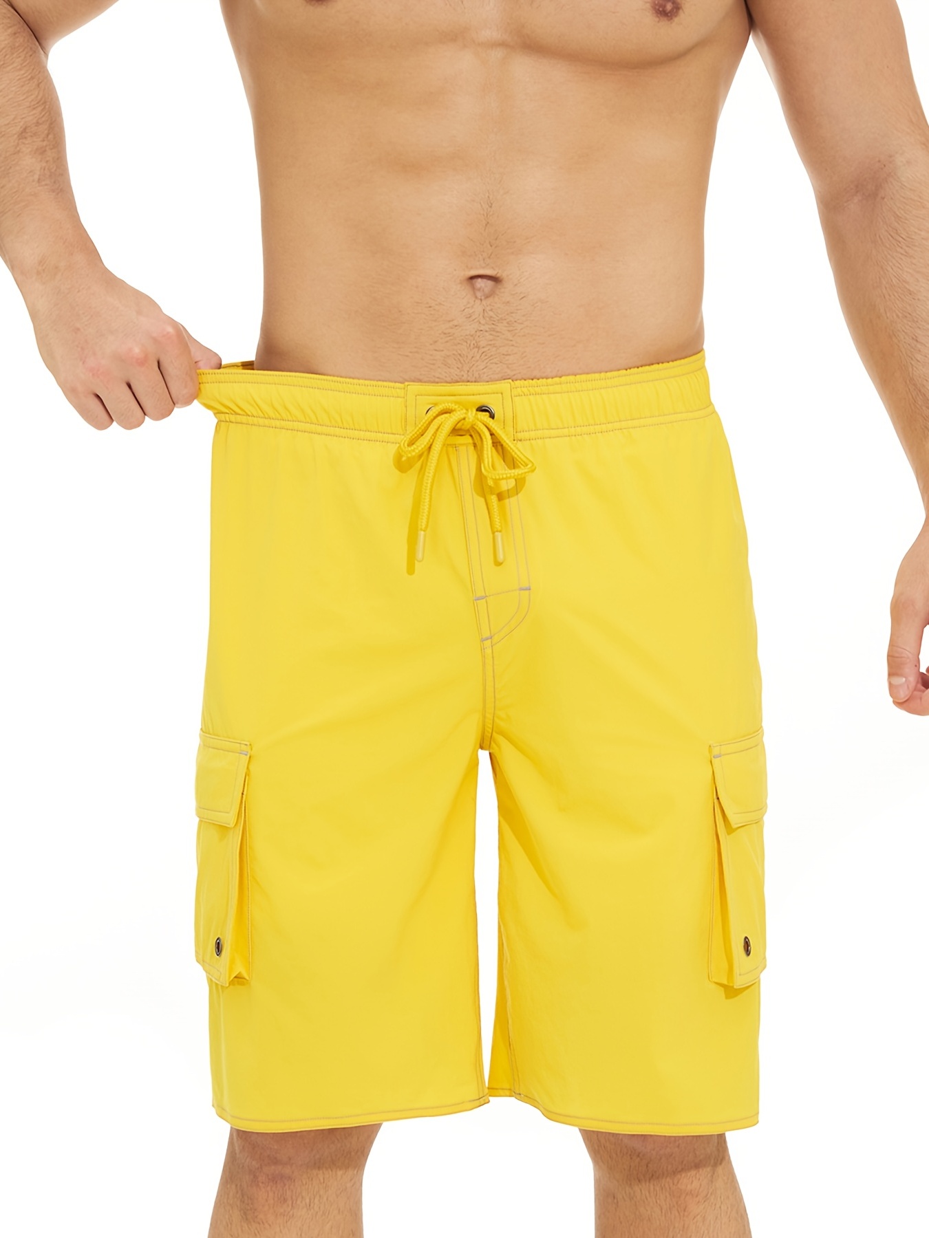 Men's Quick Dry Beach Shorts Casual Swimwear With Flap - Temu