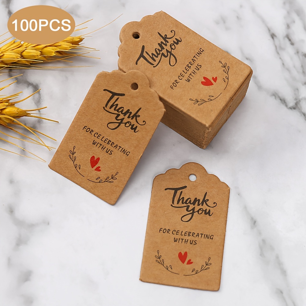 100Pcs Kraft Paper Gift Tags Thank You For Celebrating With Us Labels  Handmade For Wedding Party