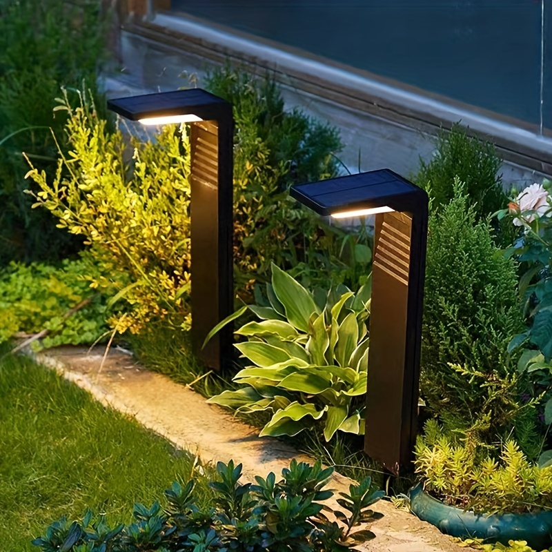 Luces solares de camino, exterior, impermeables, paquete de 6, LED, luces  de estaca para jardín, paisaje, camino, patio, patio (luz cálida)