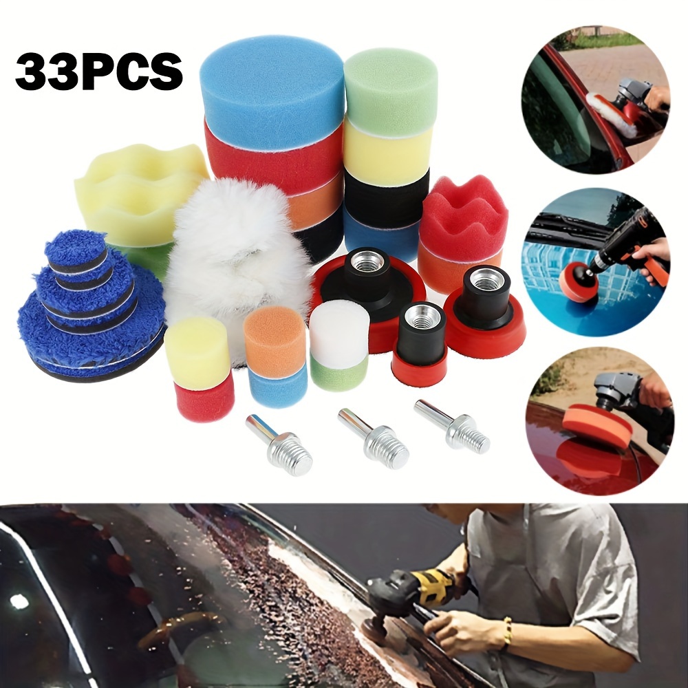 31PCS Foam Drill Polishing Pads Kit Car Hub Waxing Buffing Wheel Polisher 4