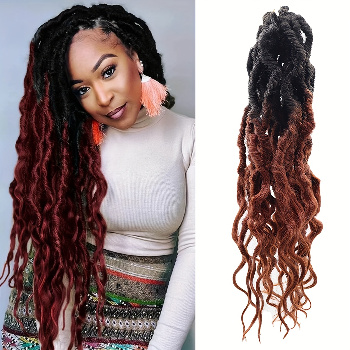 14Inch Curly Faux Locs Crochet Hair Goddess Locs Crochet Hair Boho