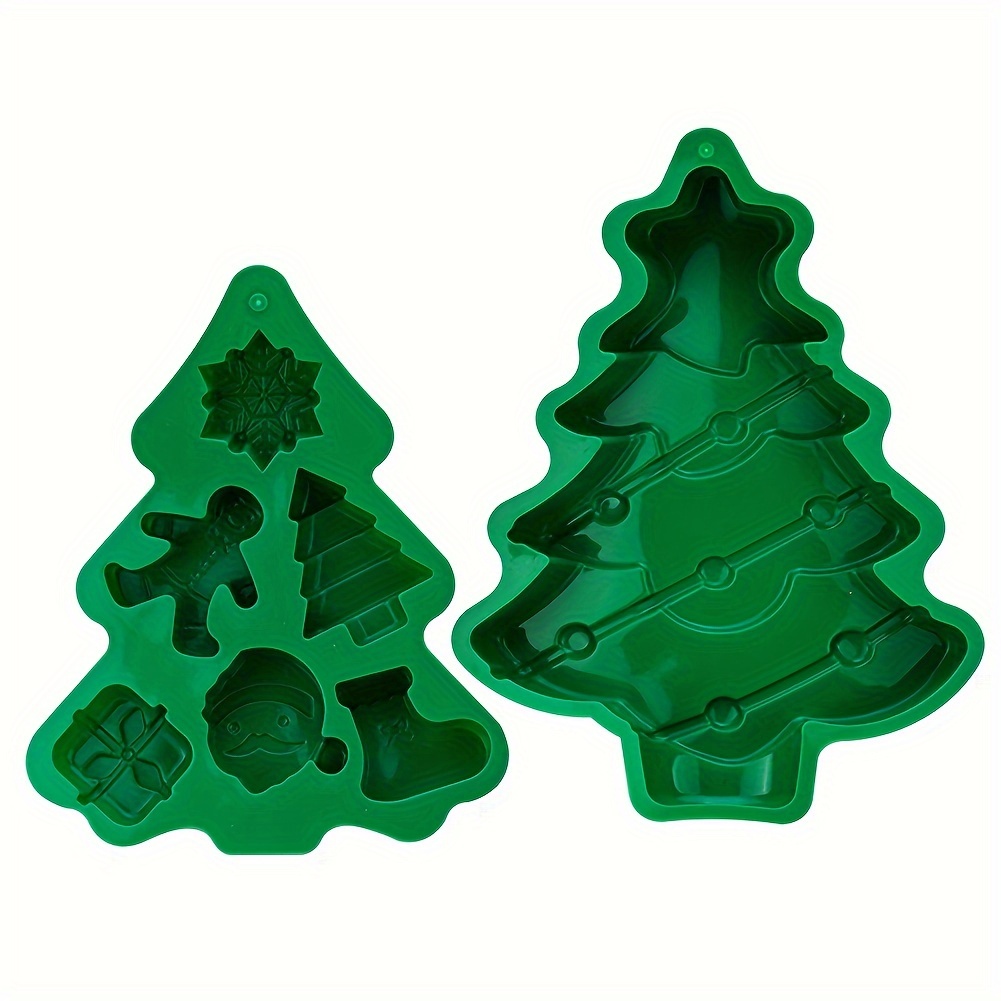 Christmas Silicone Molds For Baking Large Christmas Tree Holiday Silicone  Molds 3D Shape Gingerbread Man Candy House Pine Tree Silicone Molds for  Soap