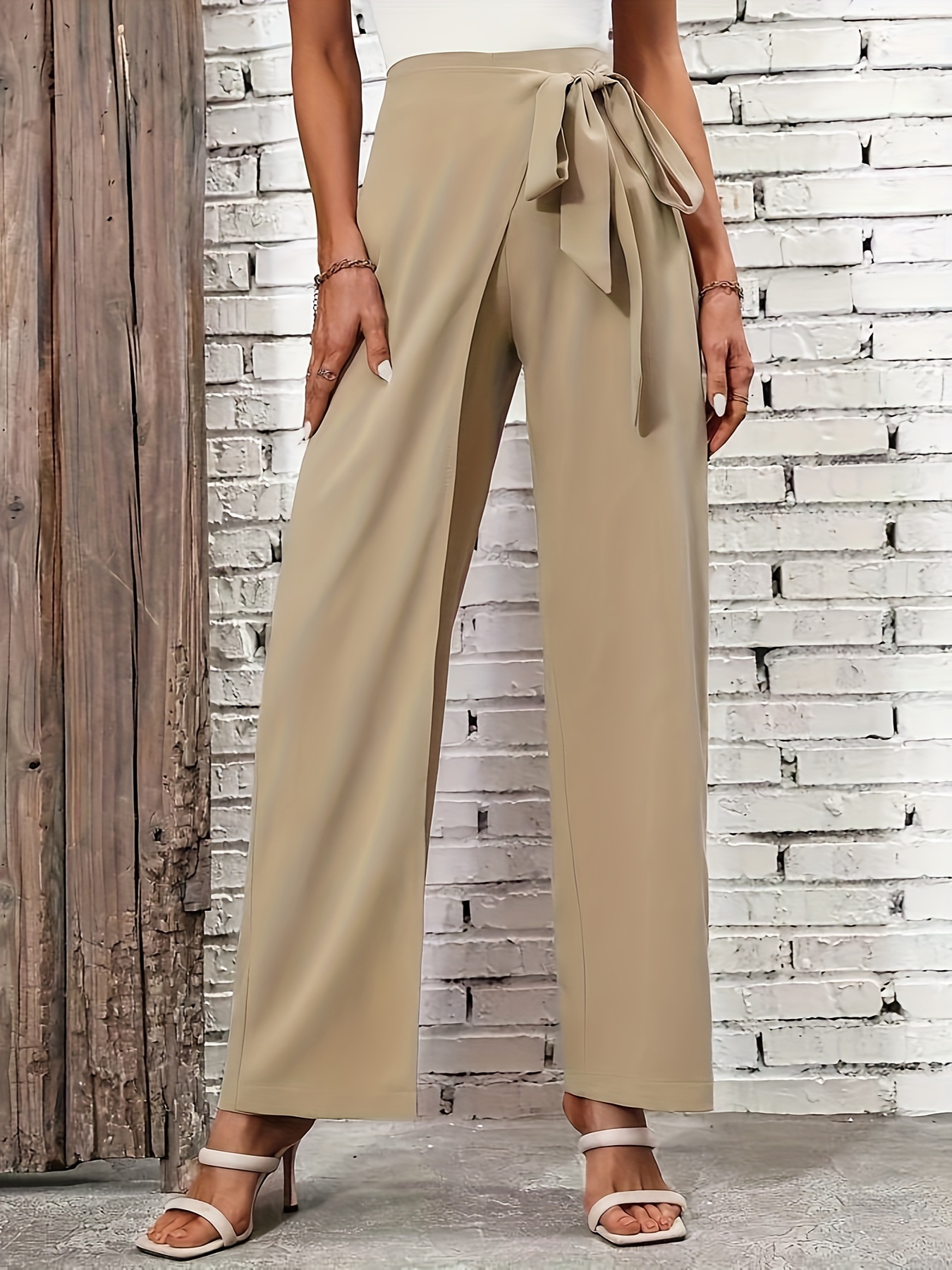 Solid Wide Leg Pants, Elegant Long Length Comfy Pants, Women's Clothing