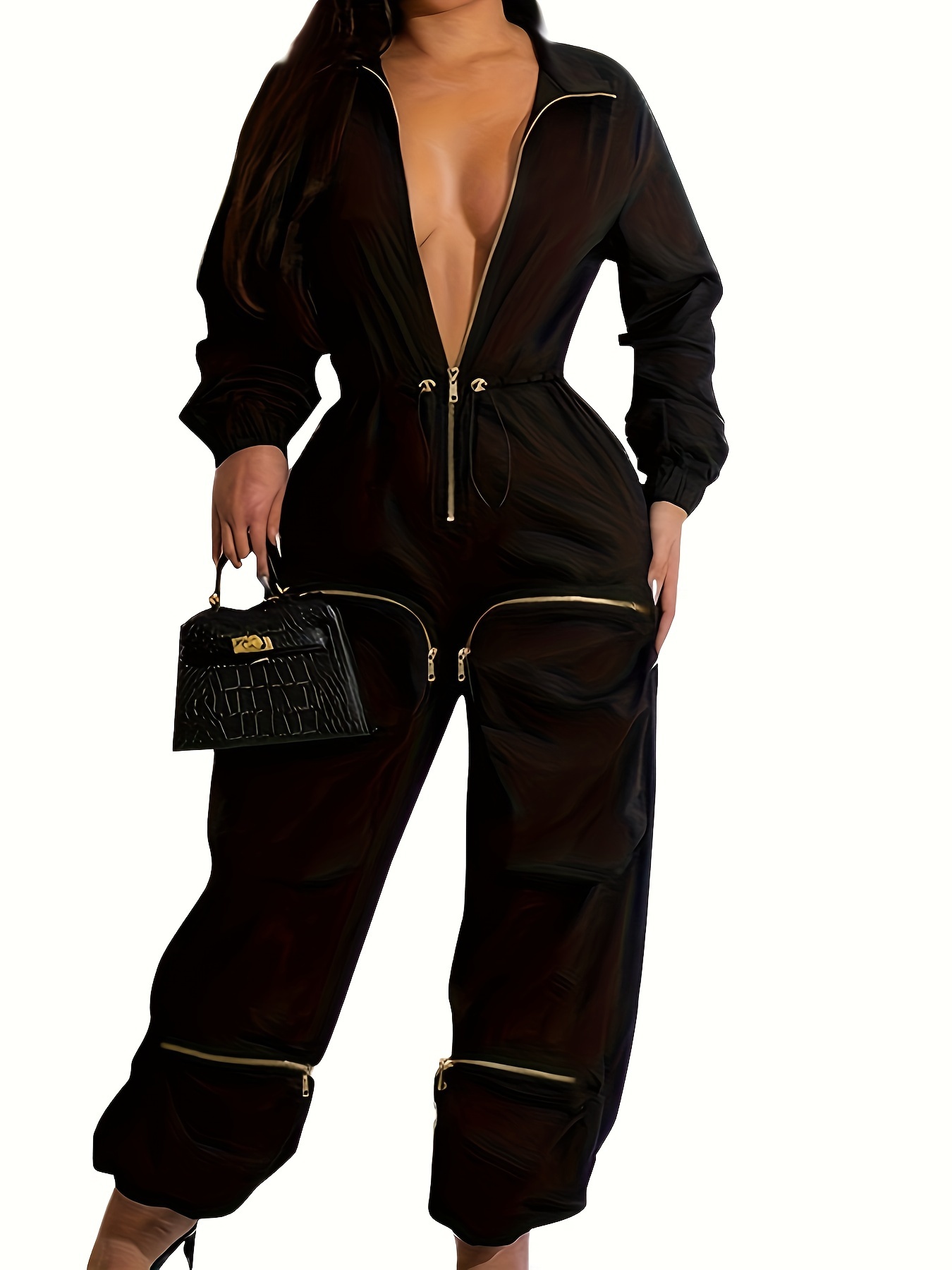 Long Sleeve Button up Cargo Pocket Jumpsuit in CURVY – Bohemian