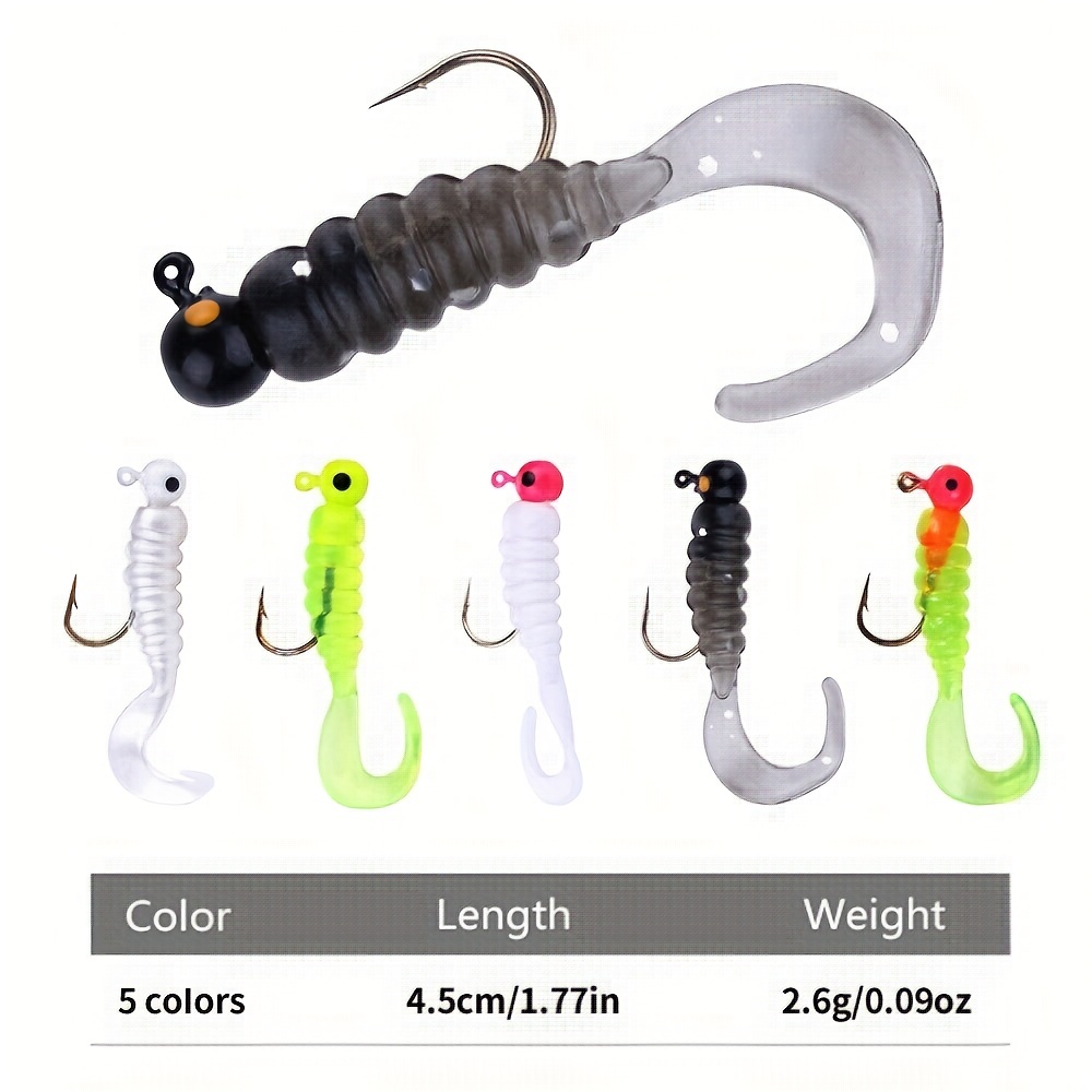 3 White Twister Tail Grubs Walleye Bass Soft Plastic Fishing Lures