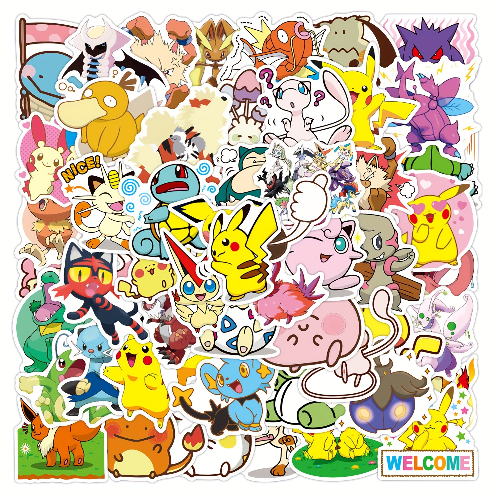 50 Uds Pokémon Anime Pegatinas De Garabatos Lindos Parches De Dibujos  Animados Para Notebook Teléfono Móvil Taza De Agua Pared Ventana Pegatinas  Imper