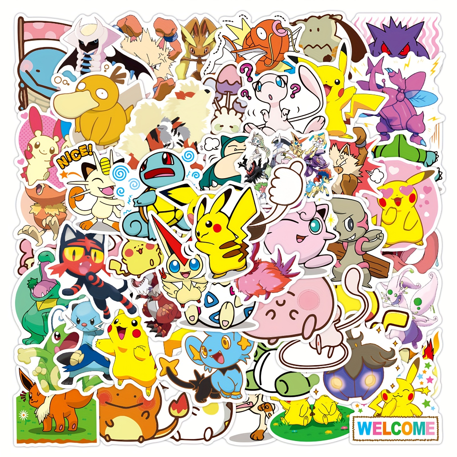 Pegatinas - Pokémon estilo Kawaii - 50 uds