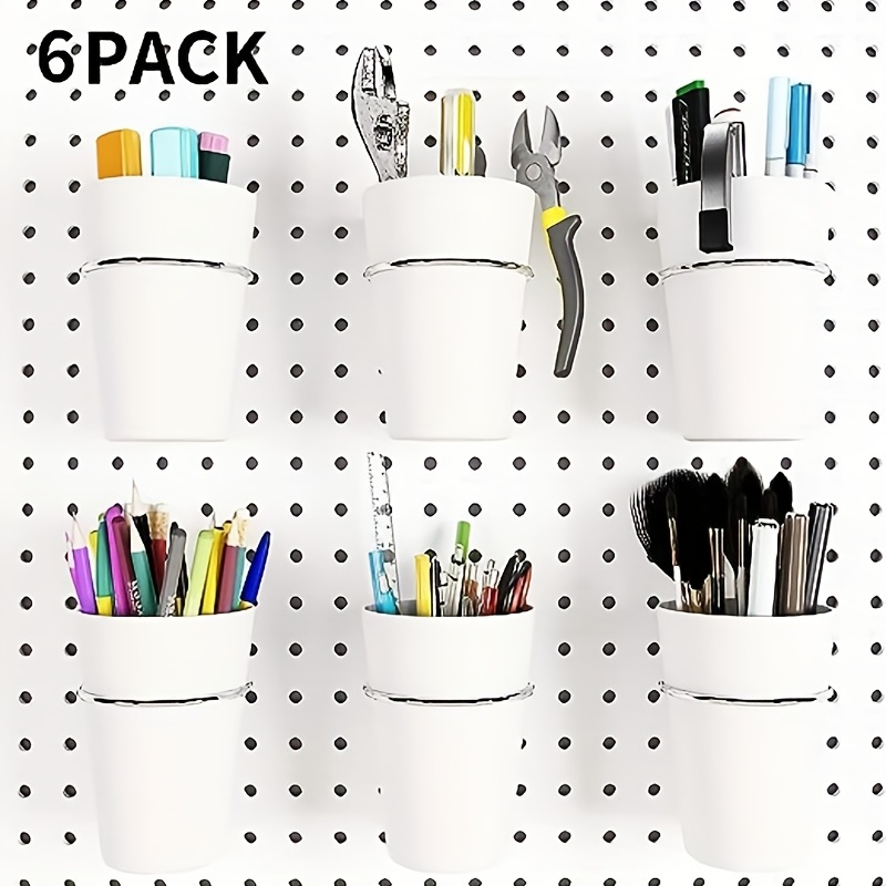 6 Set Pegboard Hook With Nail Plate Cup, Ring Type Pegboard Hook  Accessories, Pegboard Storage Cup Holder, Punch Free Pegboard Storage  Accessories (Wh