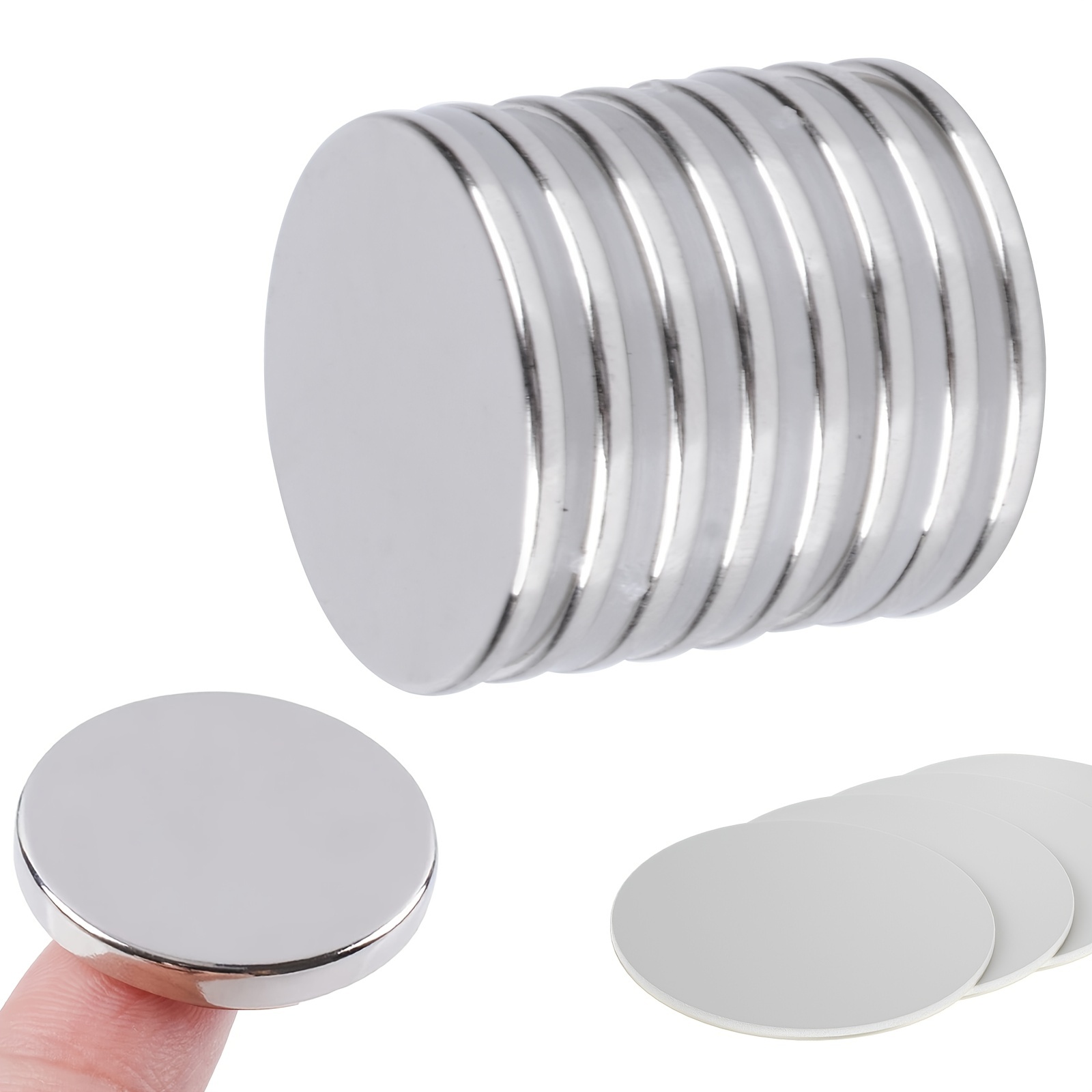 8pcs Strong Neodymium Magnets, Large Round Rare Earth Magnets Disc With  Double-Sided Adhesive For Fridge, Whiteboard, Scientific, Office Magnets-25  X