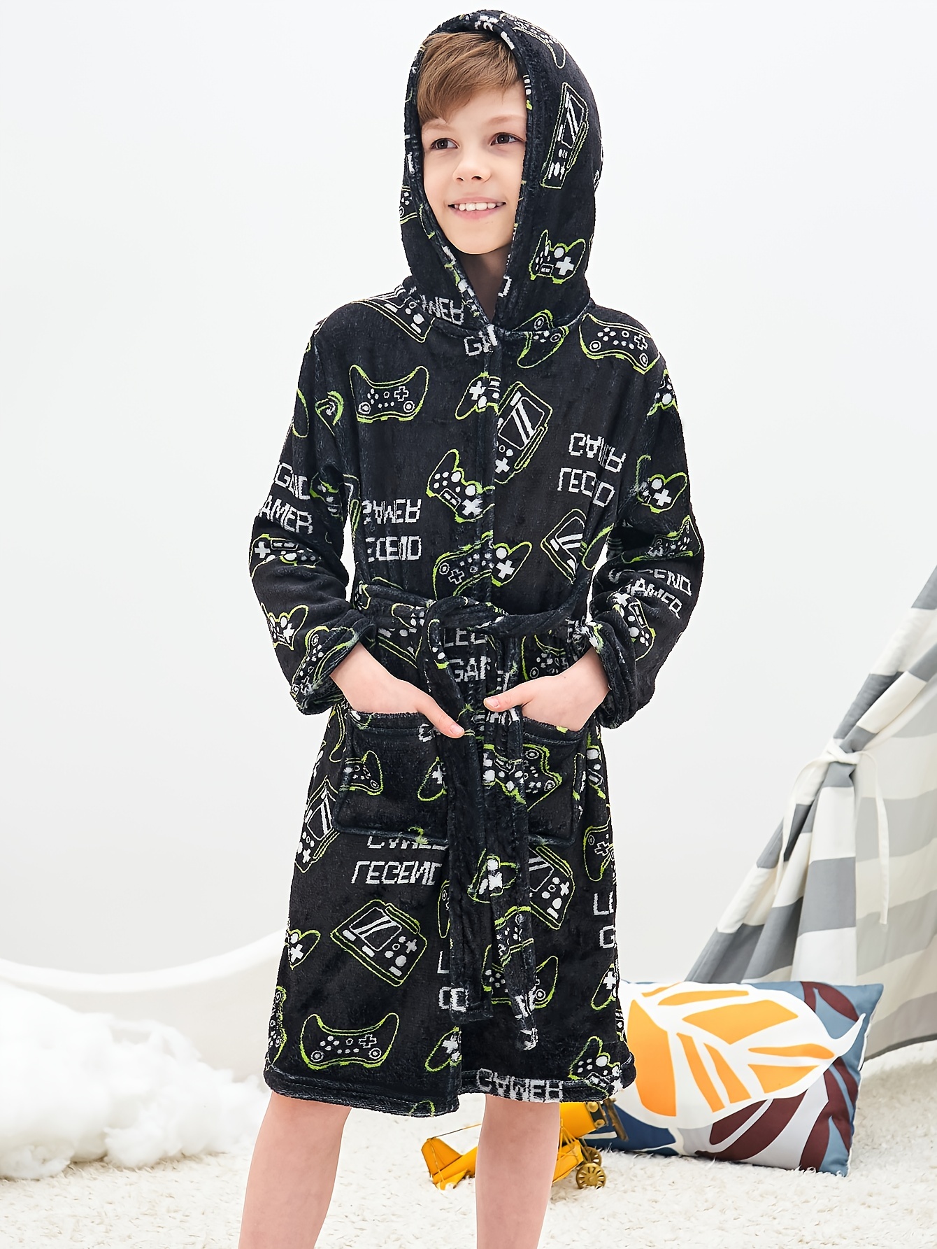 One Piece Cozy Flannel Bathrobe Robe For Kids Boys and Girls Sleepwear  Pajamas