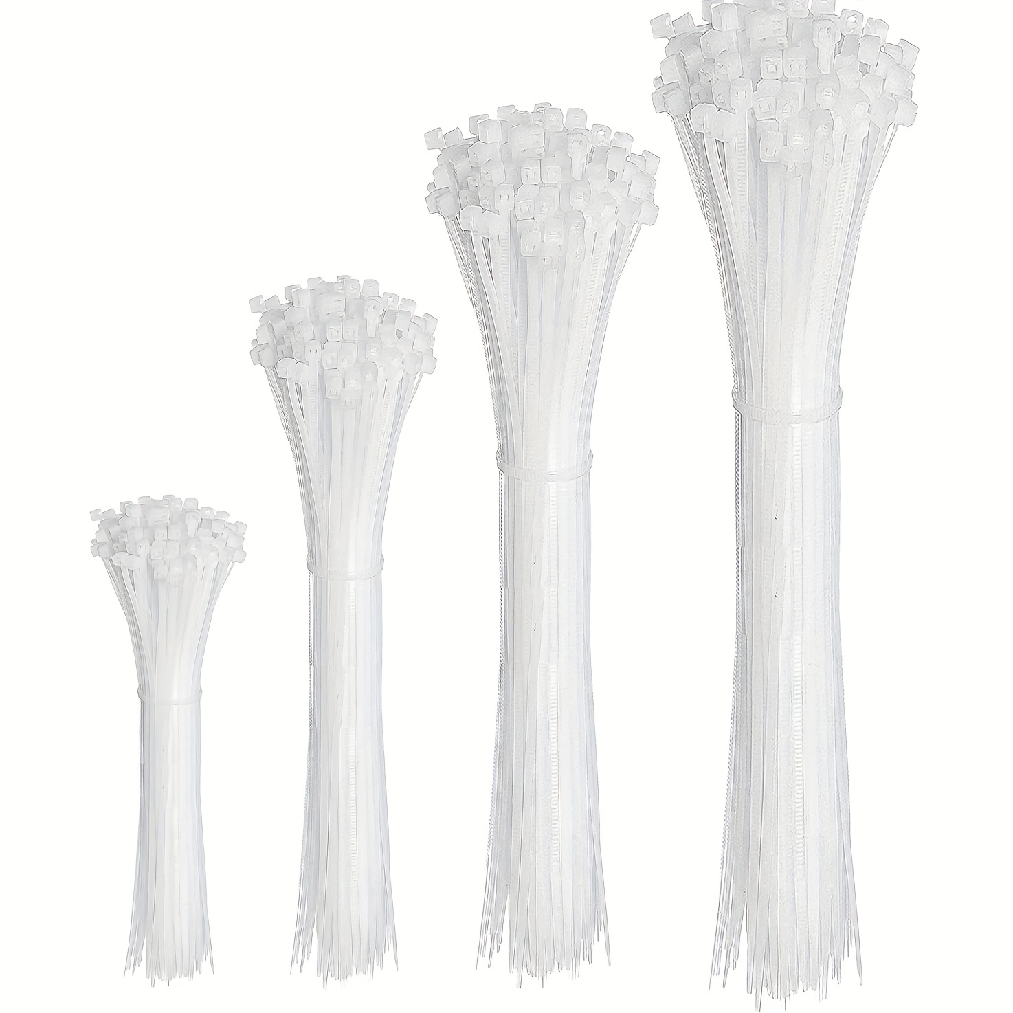 

100/200pcs Cable Zip Ties, White Zip Ties Assorted Sizes 12+8+6+4 Inch, Multi-purpose Self-locking Nylon Cable Ties Cord Management Ties, Plastic Wire Ties For Office, Workshop