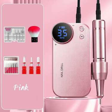 professional 35000 rpm nail drill rechargeable electric nail file machine e file for acrylic nails gel polishing removing portable cordless efile with bits kit for manicure salon home