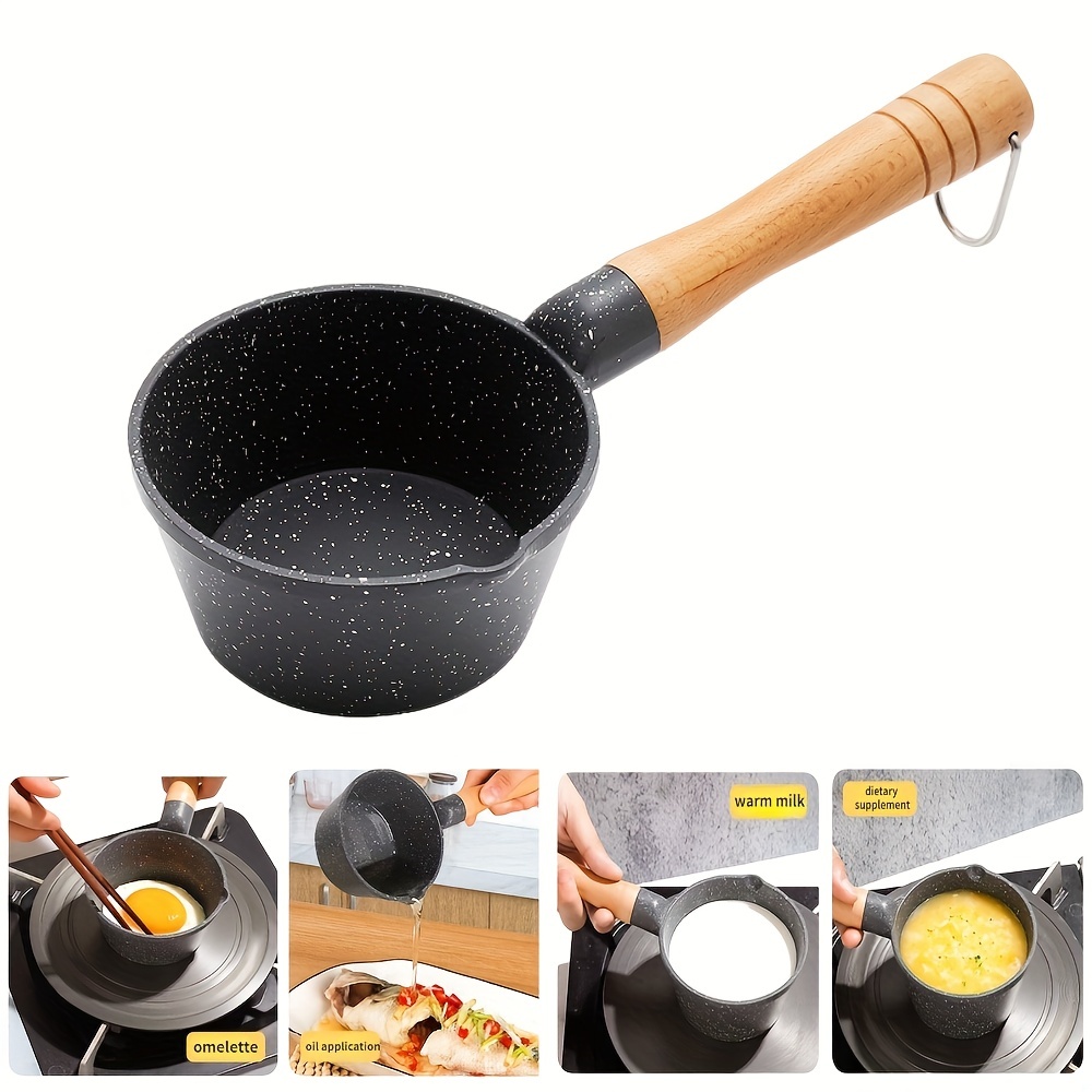 1.2L Saucepan, Enamel Milk Pan, Butter Warmer, Milk Pot, Easy to Cook and Clean, Non-Stick Milk Boiling Pot with Handle for Home Kitchen Restaurant(