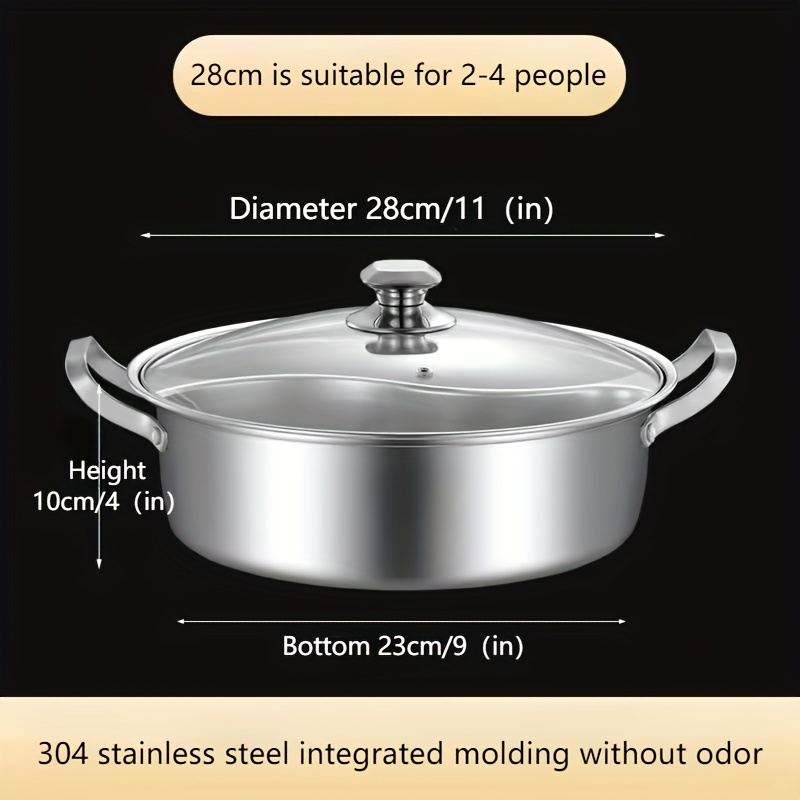 1pc Stainless Steel Twin Divided Double Pot Hotpot Gas Stove - Temu