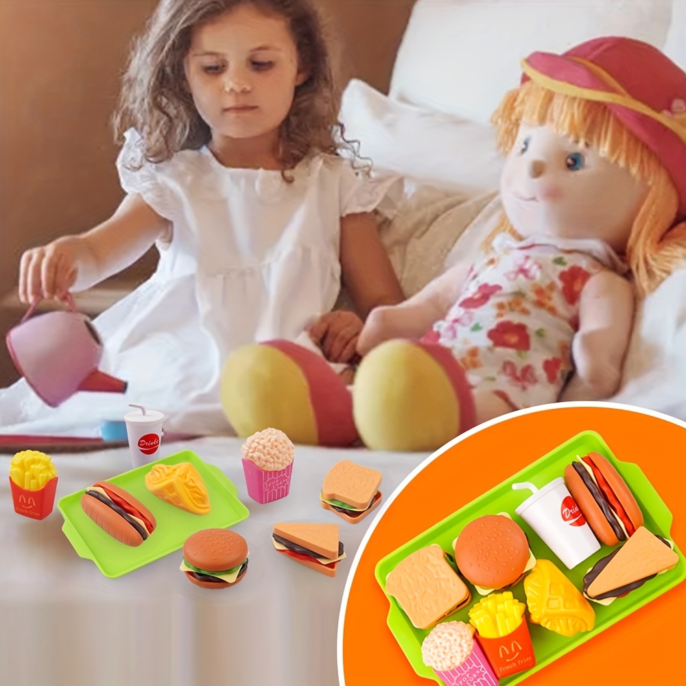 8pcs Kitchen Toy Set Simulation Food Hamburger Fries Sandwich