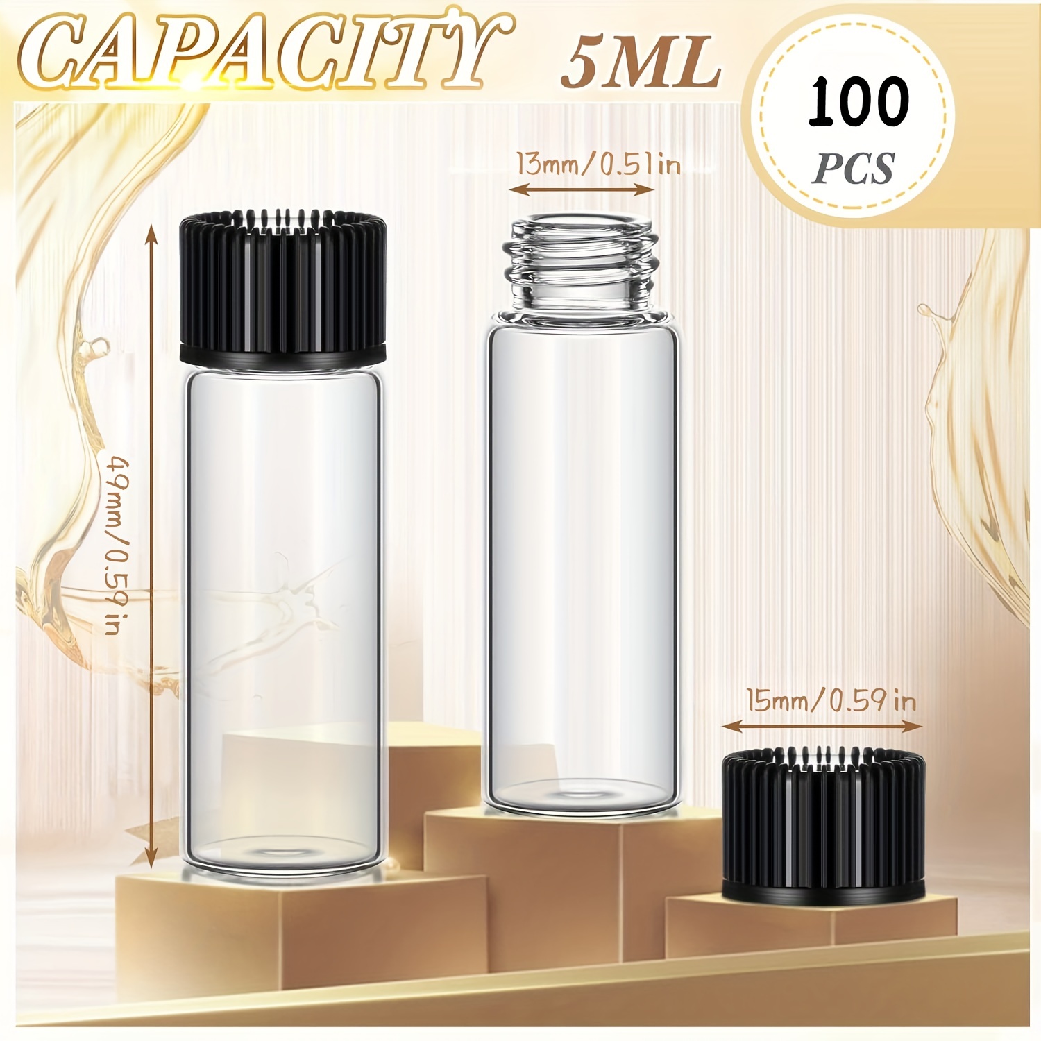 Small Clear Glass Vials With Screw And Plastic Stoppers - Temu