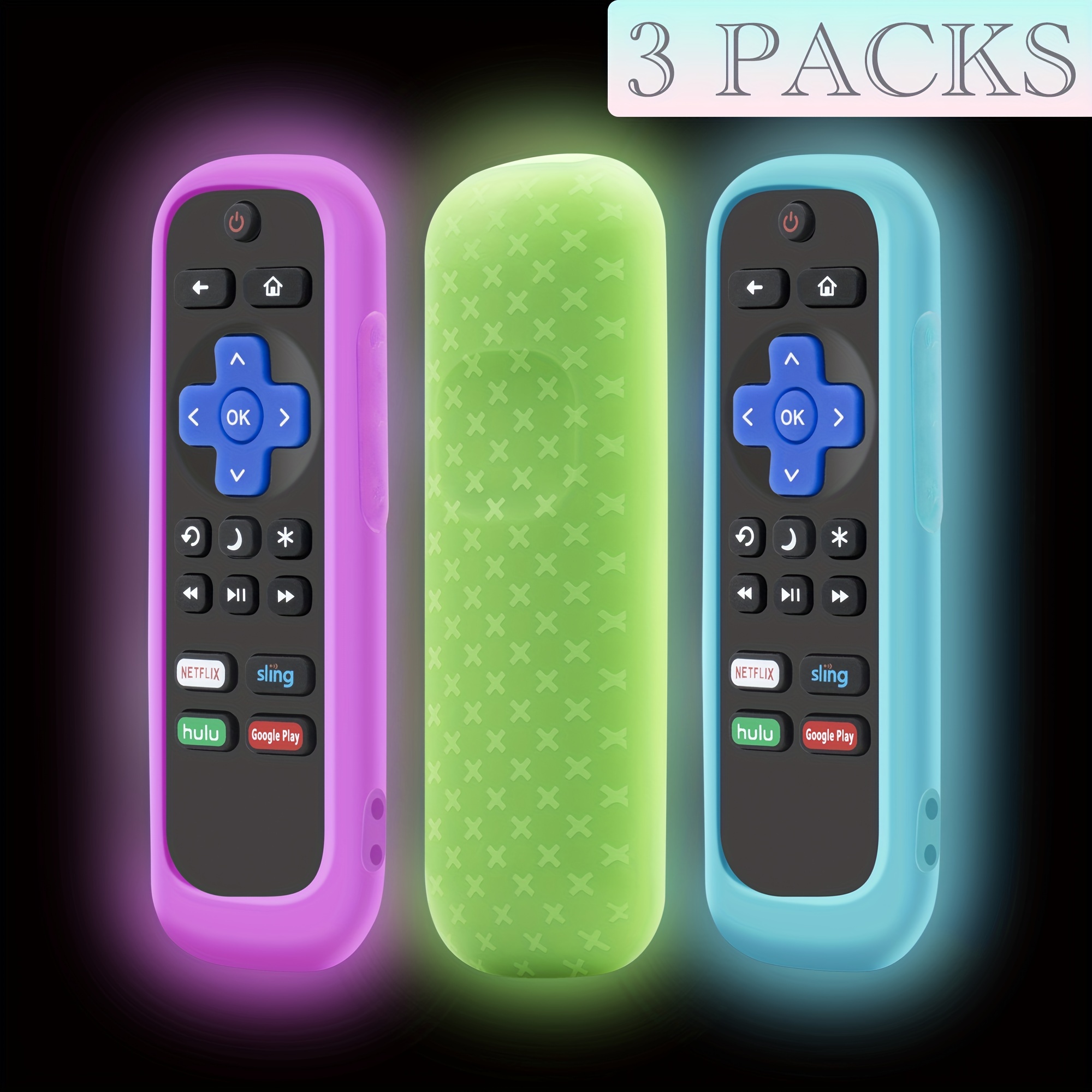 : 3 Pack Remote Case for Roku, Battery Cover for TCL