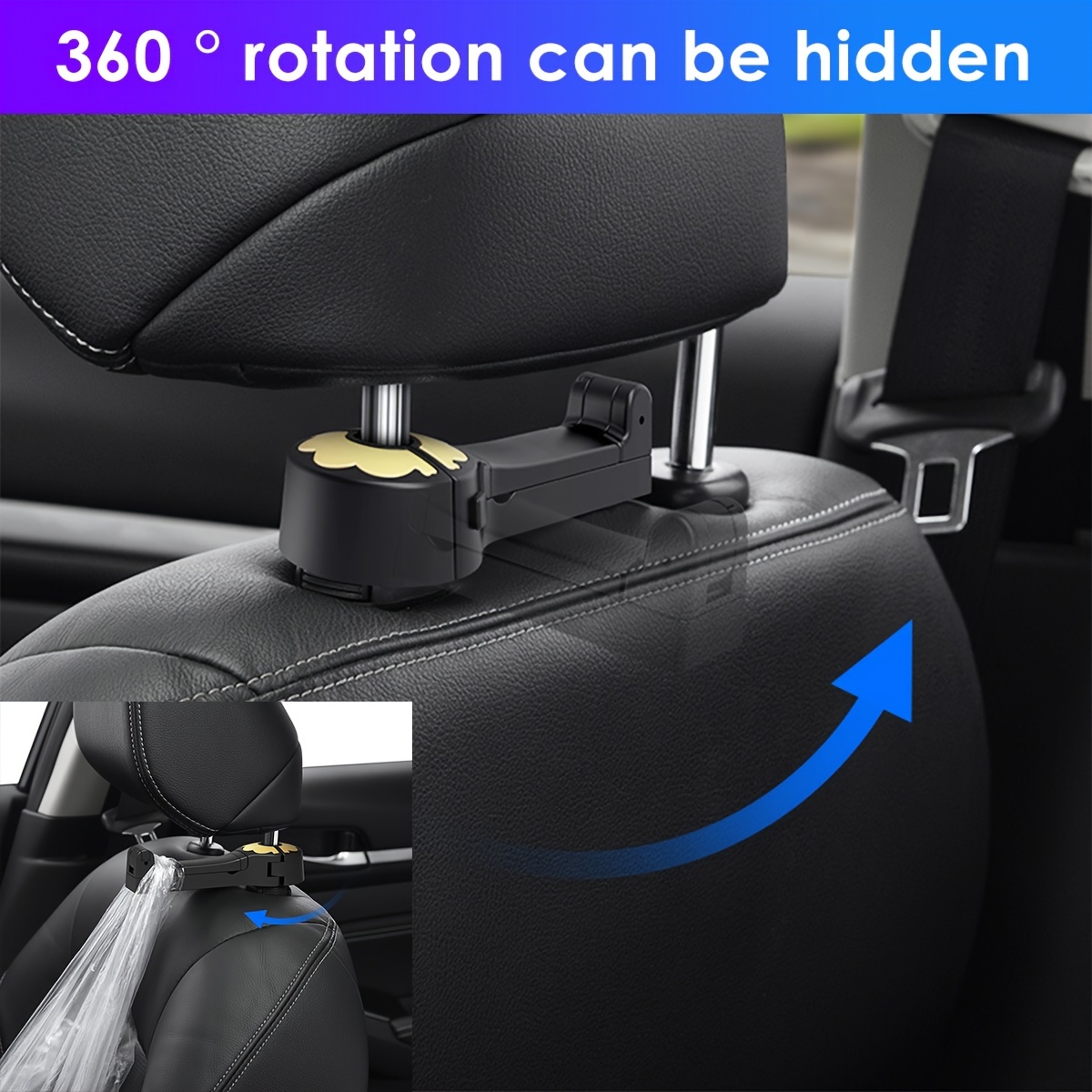 Langlebige Auto Rücksitz Kopfstütze Haken Aufhänger Dual-Layer 360