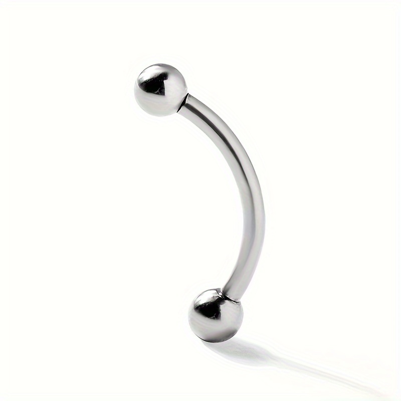 1pc 16g Titanium Alloy Internally Threaded Eyebrow Nail Double Ball Curved Barbell Eyebrow Ring Piercing Jewelry
