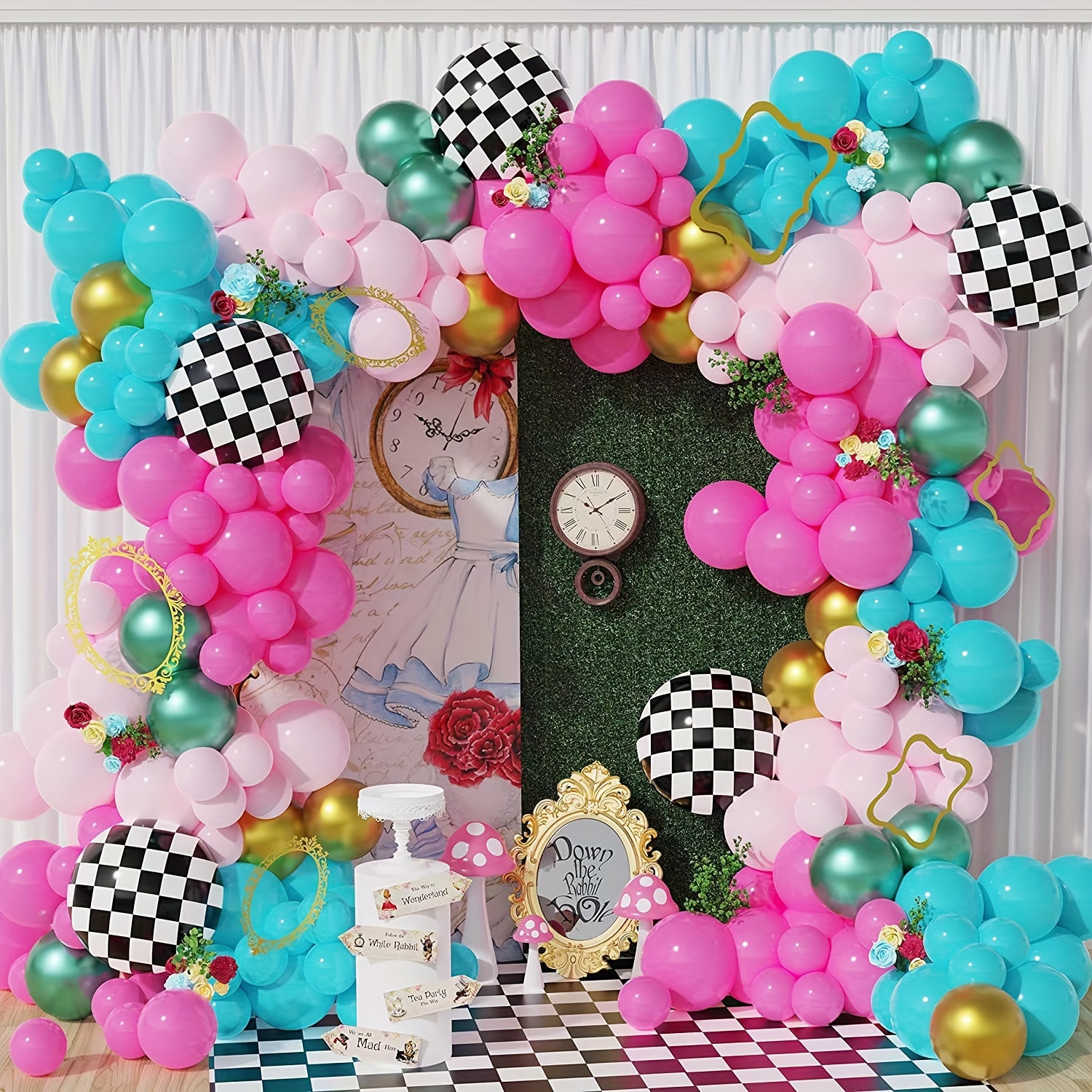 Alice Tea Time Mad Hatter Balloon Blue Confetti Clear Balloons