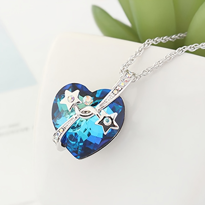 Herzförmige Winzige Stern kristall anhänger halskette Luxus - Temu
