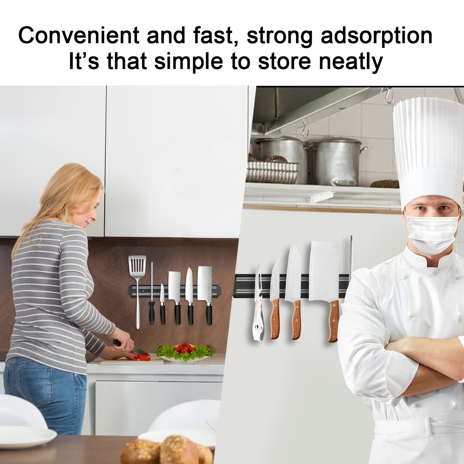 Cohesion 5 PCS Kitchen Knife Set with Magnetic Knife Holder Strip