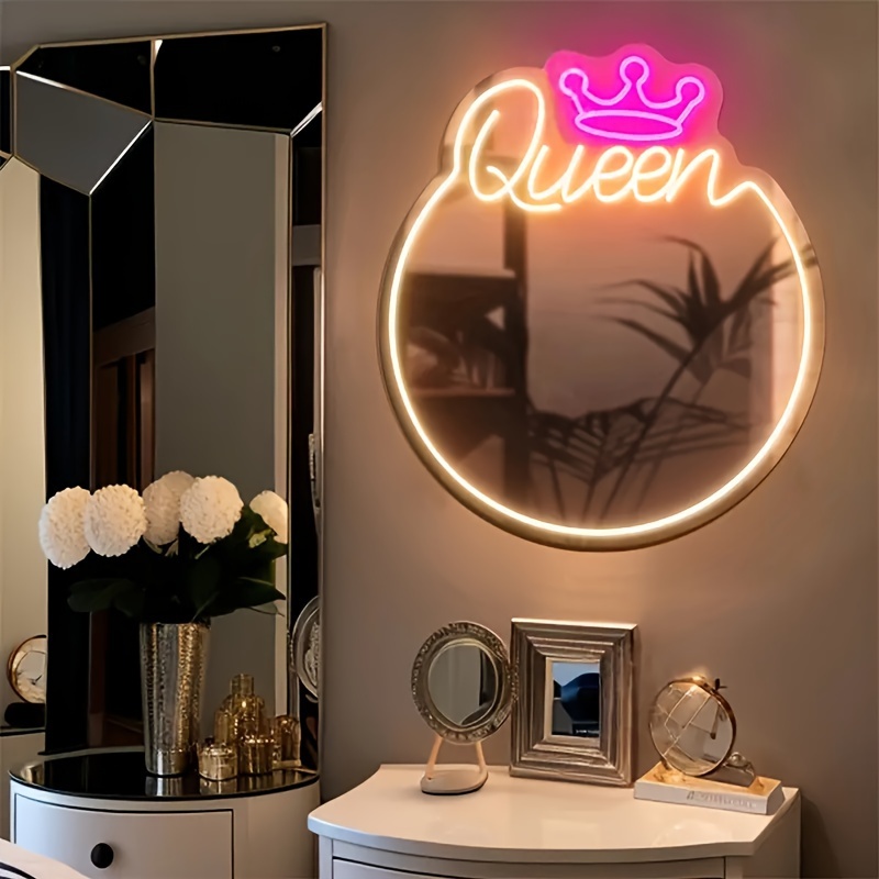 ALVOROG Espejo de maquillaje montado en la pared con luz LED, doble cara,  5X, aumento de 360°, giratorio, extensible, espejo de tocador cosmético  para