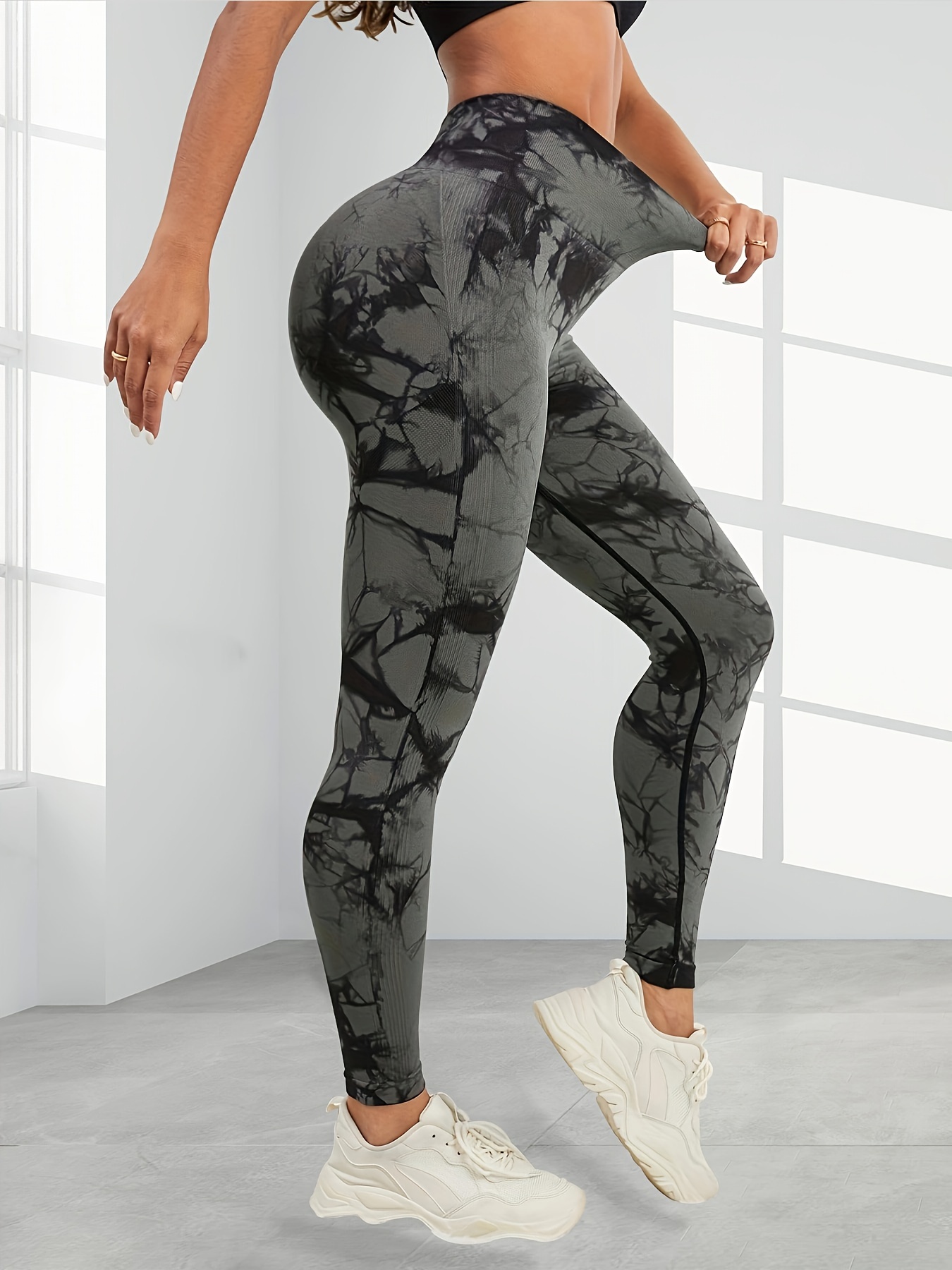 Womens Workout Leggings with High Waist Slim Fit Tummy Control Trendy Tie  Dye Sports Gym Pilates Yoga Pants for Women