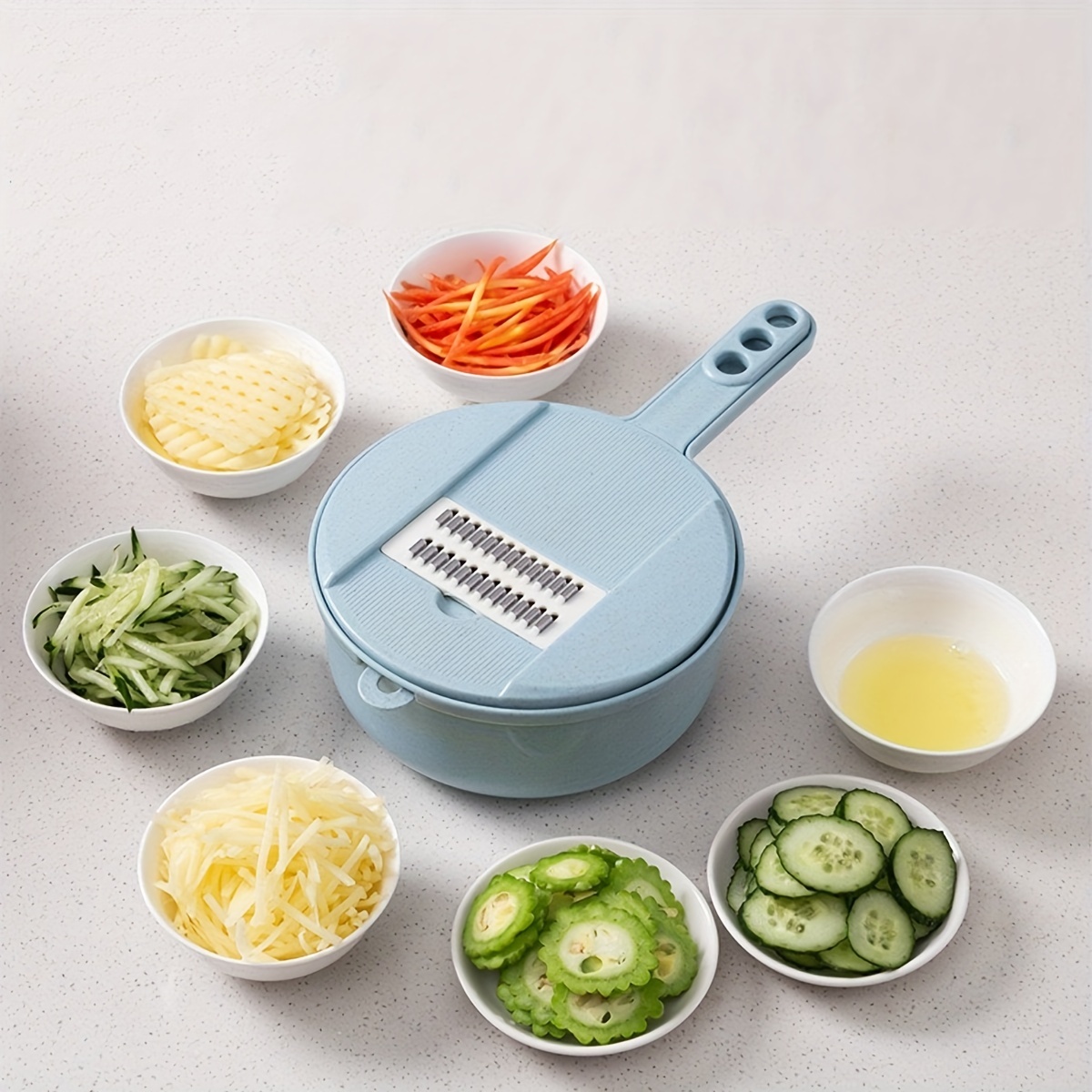 1set/9pcs vegetable cutter with drainage basket, multifunctional