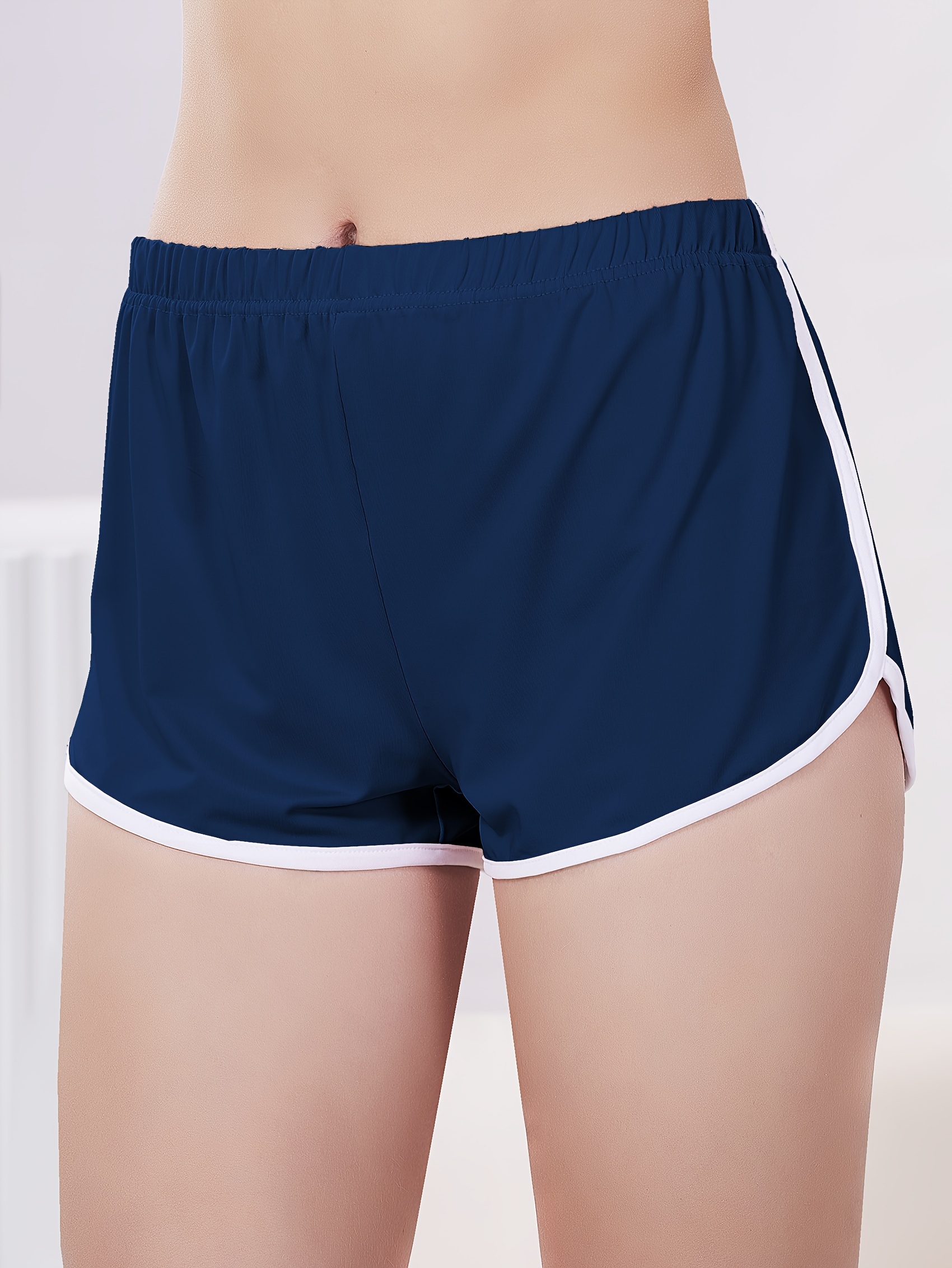 womens sports sleep bottoms plus size contrast binding elastic waist home dolphin shorts