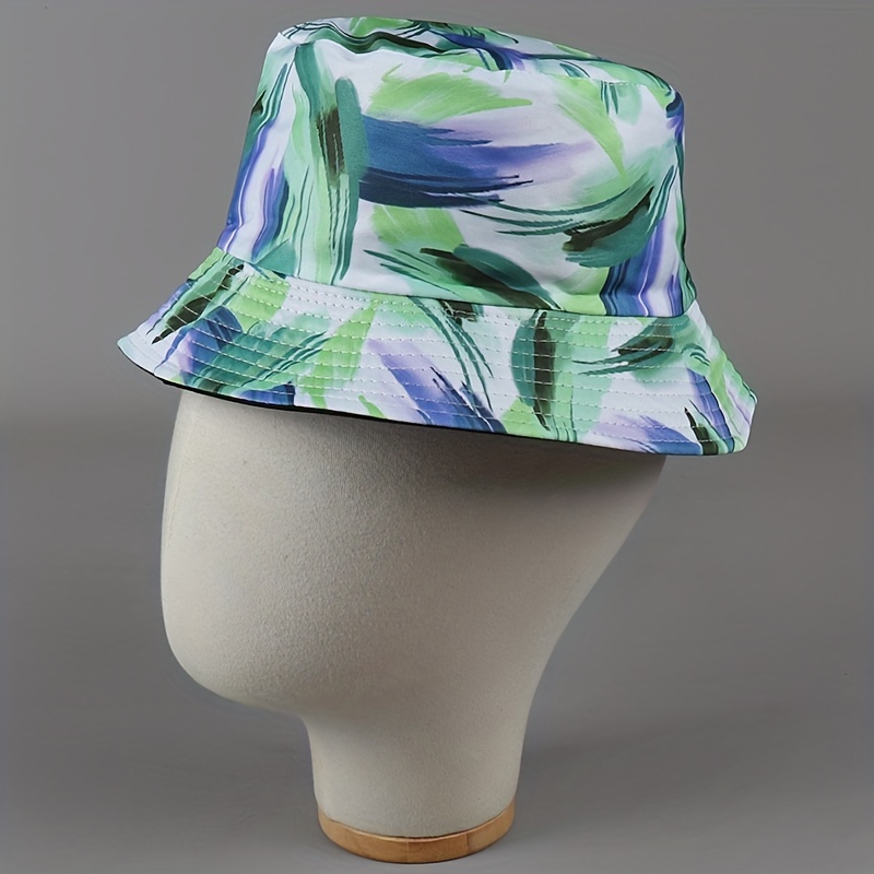 Tie Dye Print Reversible Sun Hat Wide Brim Drawstring Bucket - Temu Canada