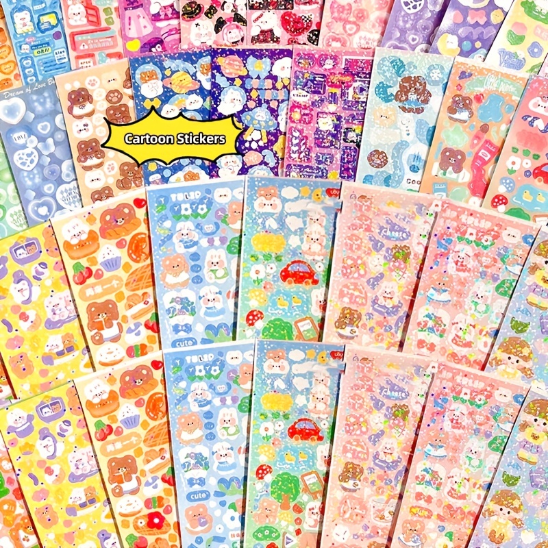 

20sheets Various Cartoon Shiny Stickers Set Kpop Photo Card Decor Diy Material Stickers Glittering Guka Stickers