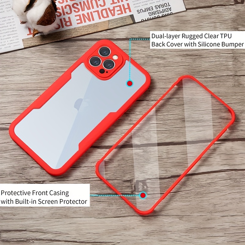 360 full protection transparent phone case for iphone 14 pro max front soft film hard back cover for iphone 11 12 13 15 pro max x xs xr 8 7 plus mini se case 3