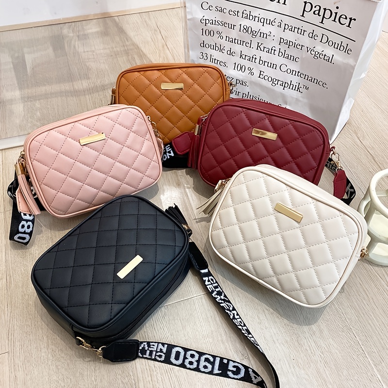 Argyle Quilted Crossbody Bag, Fashion Square Purse For Women, Casual Pu  Leather Camera Bag - Temu