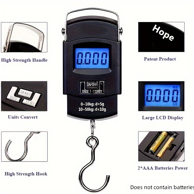 Generic 50kg Portable Waterproof Fishing Scale Digital Recharged Hanging  Hook Scales For Courier Hunting Luggage Home Weighing 1.5M Tape DON
