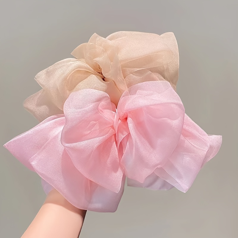 thick double layered tail hair bow chiffon hair barrette for women –