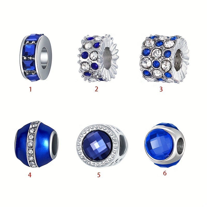 Simple And Versatile Charms Blue Dot Rhinestone Beads For - Temu